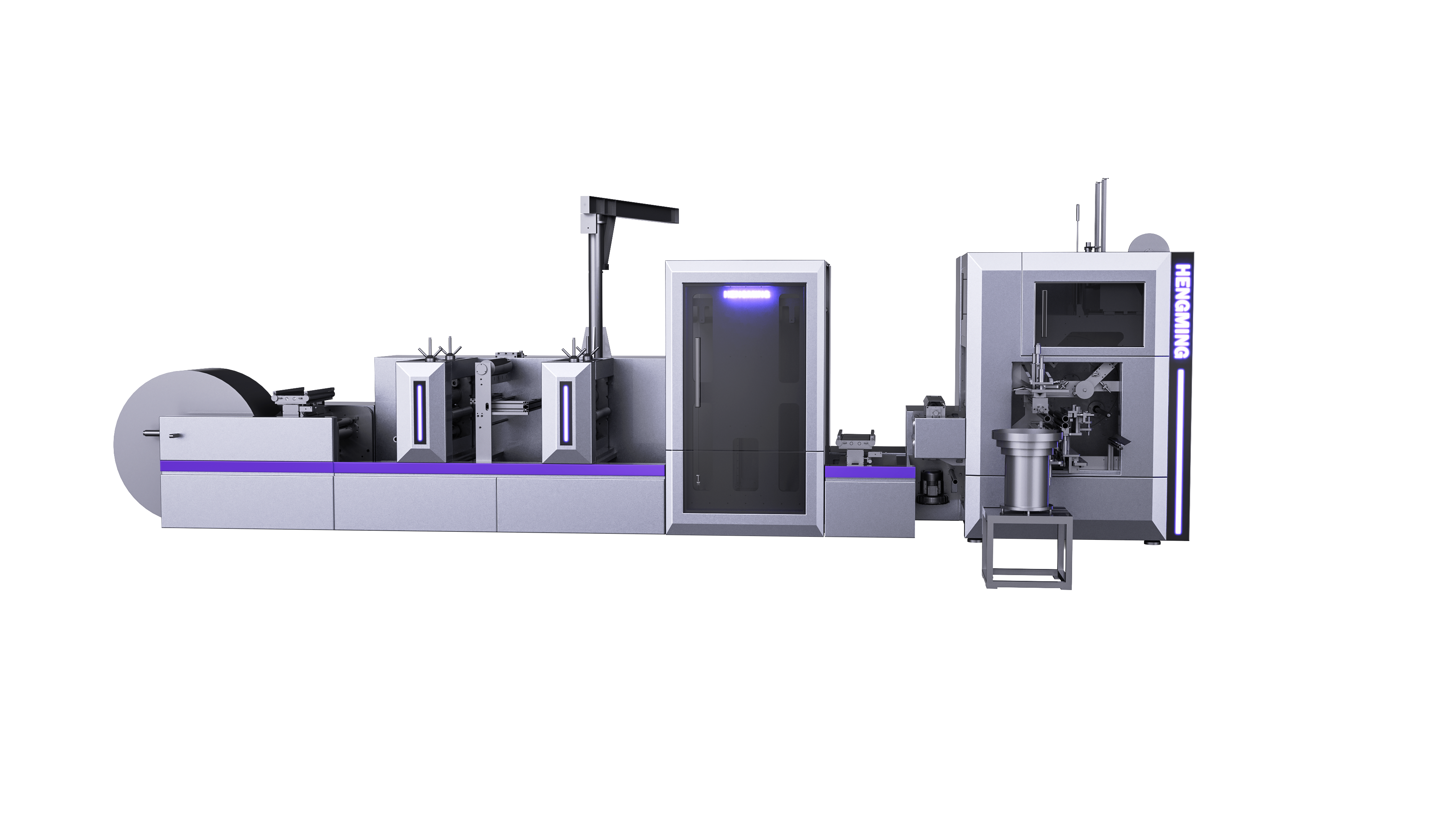 Fully Automatic Rotary Die Cutting Slitting and No Glue 4 Shaft Turret Rewinding Machine